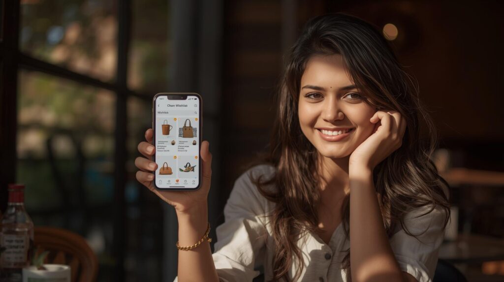Baggyfy wishlist app showing saved products from Amazon and Flipkart in one place