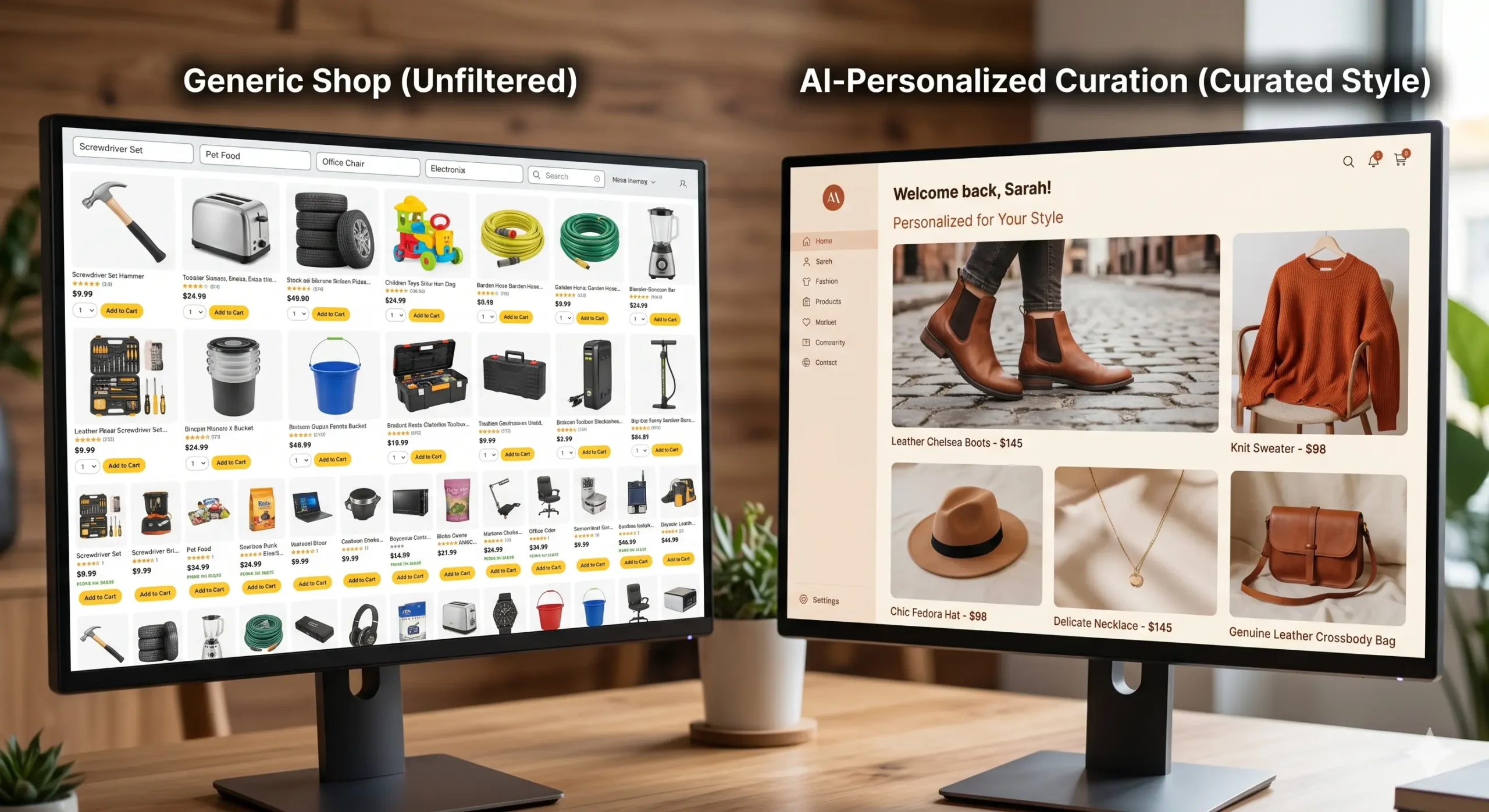 AI personalization engine showing customized product recommendations for an online shopper