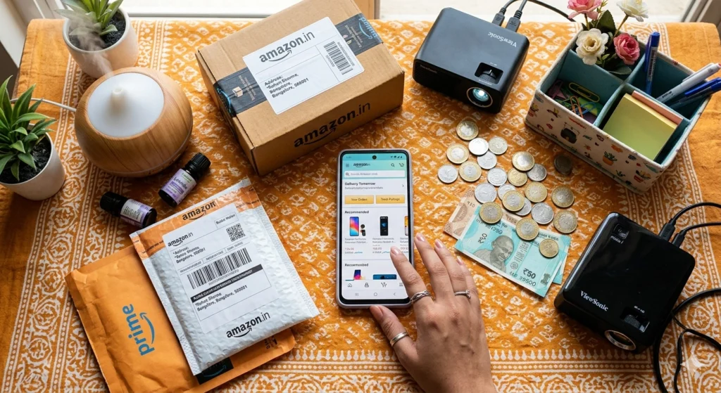 Amazon hidden gems India 2026, trending products flat lay