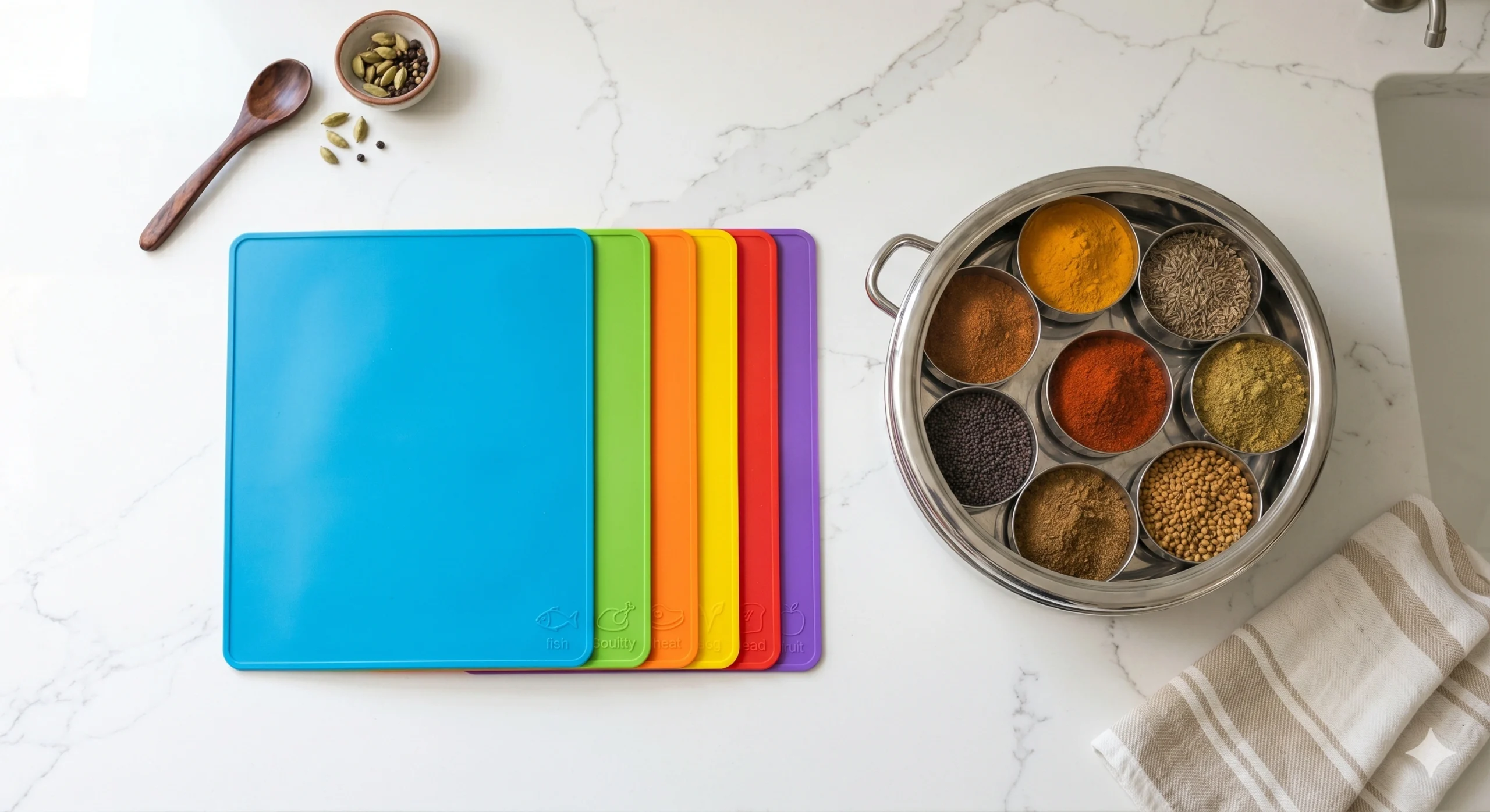 Silicone chopping mats and steel masala dabba organizer, Amazon India kitchen hidden gems 2026