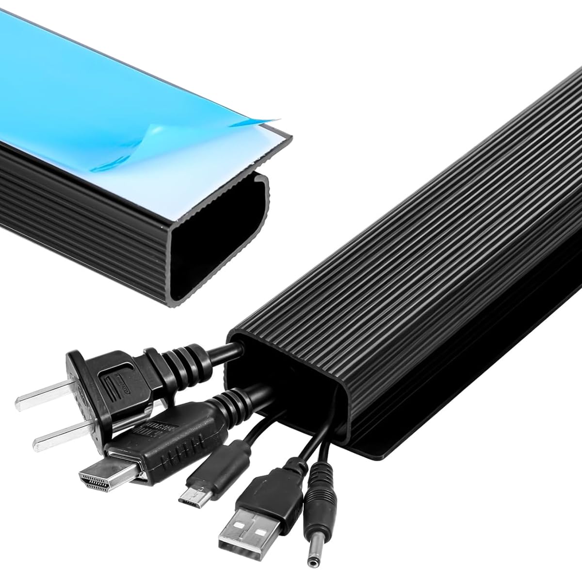 Serplex® 2Pcs Cable Management Under Desk, 15.7" Self-Adhesive Cable Organizer, No Drilling Under Desk Cable Management Tray Adhesive Under Desk Cable Channel Organizer Cable Management Rail