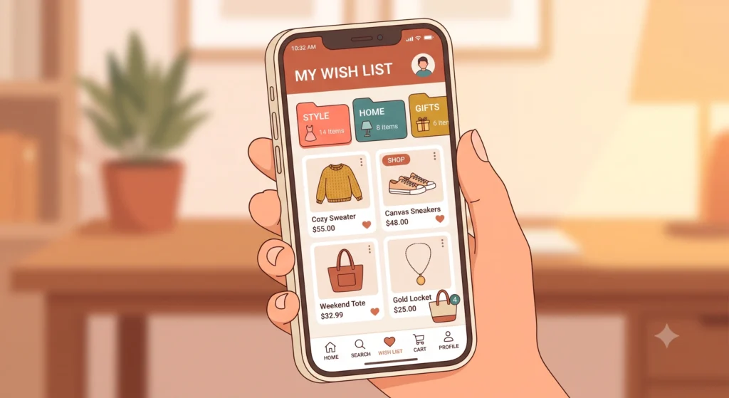 Organizing AI shortlisted products into Baggyfy wishlist folders