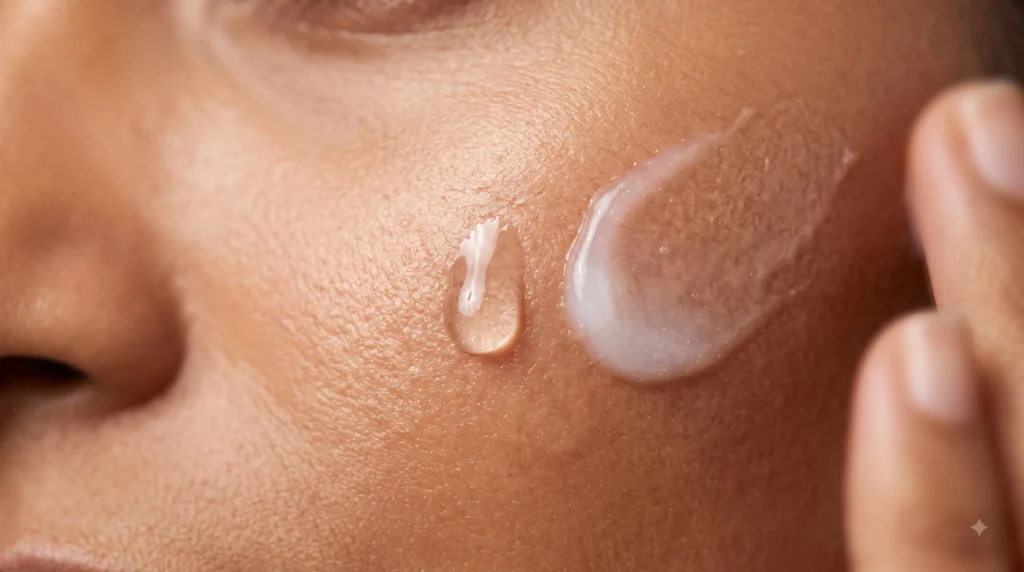 Lightweight gel moisturizer and serum texture for Indian skin types